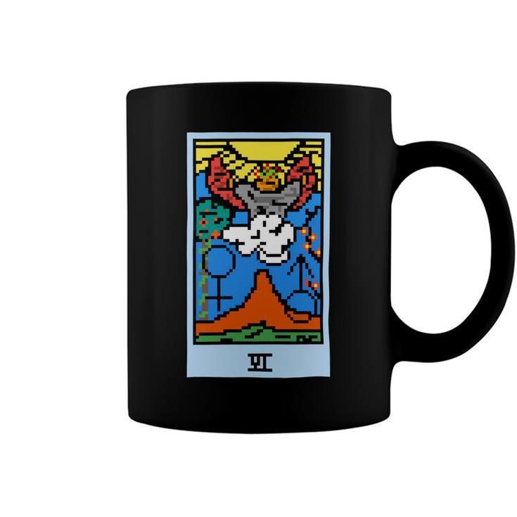 Wait Is This Pixel Art Tarot Yellow - Major Arcana The Lovers Design For  Stickers And Coffee Mug