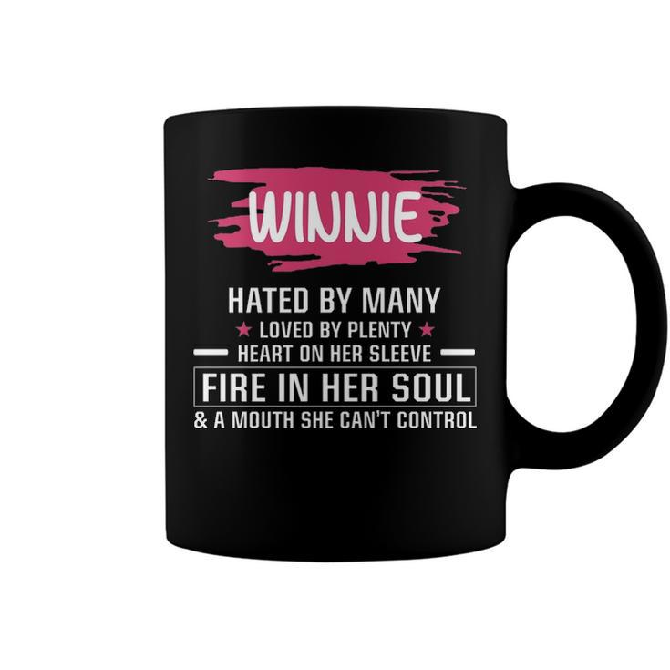Winnie Name Gift   Winnie Hated By Many Loved By Plenty Heart On Her Sleeve Coffee Mug