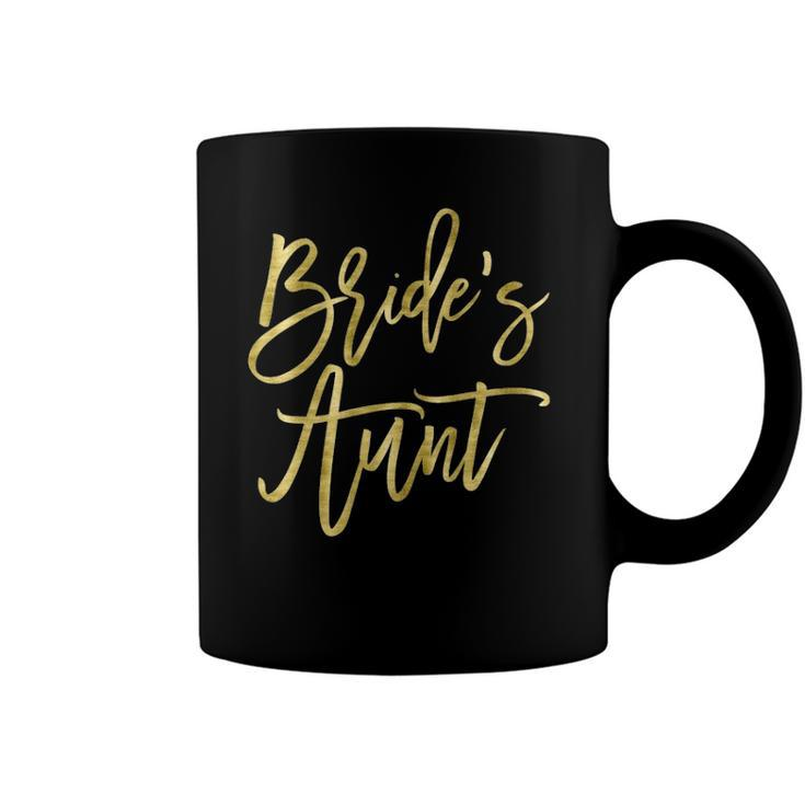 Womens Brides Aunt For Bachelorette Party Script Dark Yellow  Coffee Mug