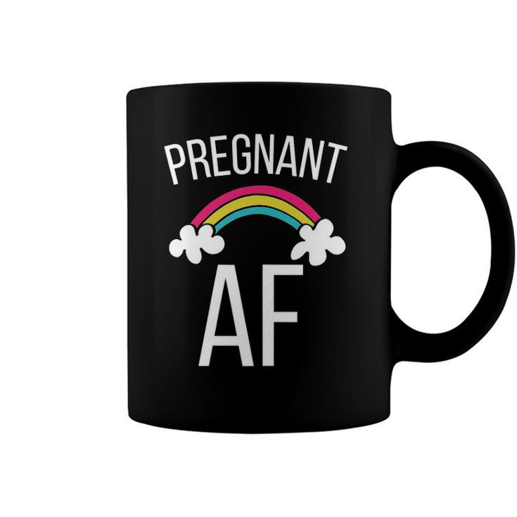 Womens Cute Pregnant Af Funny Rainbow Expecting Tee Coffee Mug