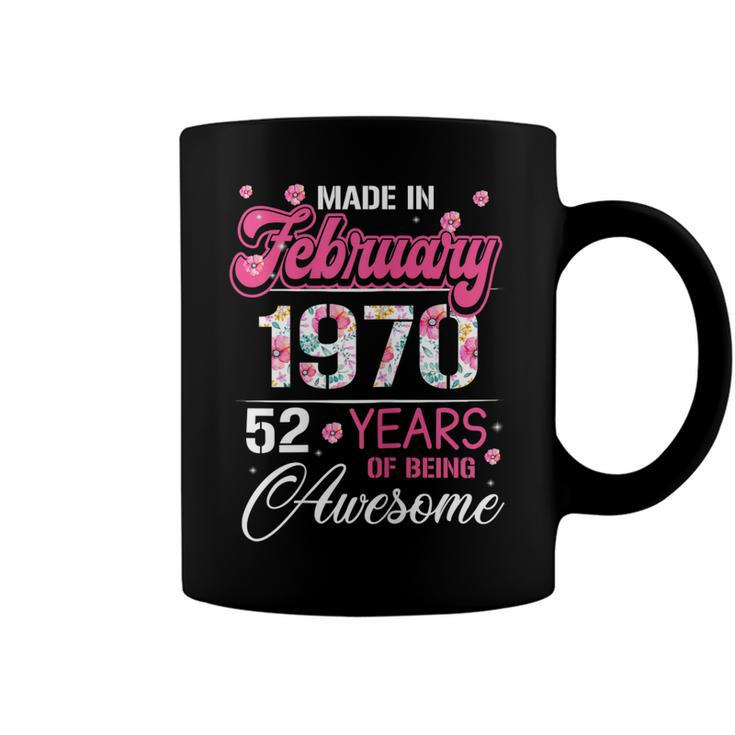 Womens February Girls 1970 Birthday Gift 52 Years Old Made In 1970  Coffee Mug