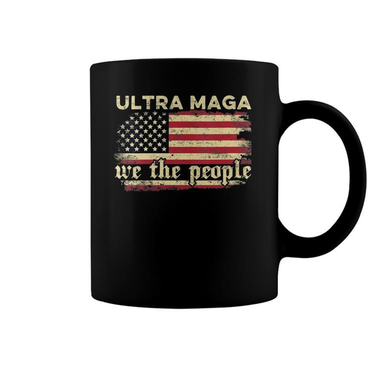 Womens Funny Ultra Maga Vintage American Flag Ultra-Maga Retro  Coffee Mug