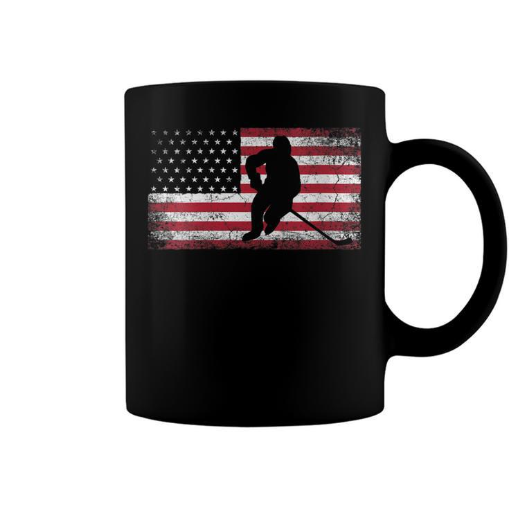 Womens Hockey American Flag 4Th Of July Patriotic Usa Dad Men Son  Coffee Mug