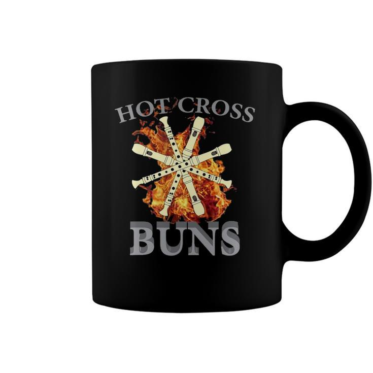Womens Hot Cross Buns Pattern Flute Player For Dad Coffee Mug