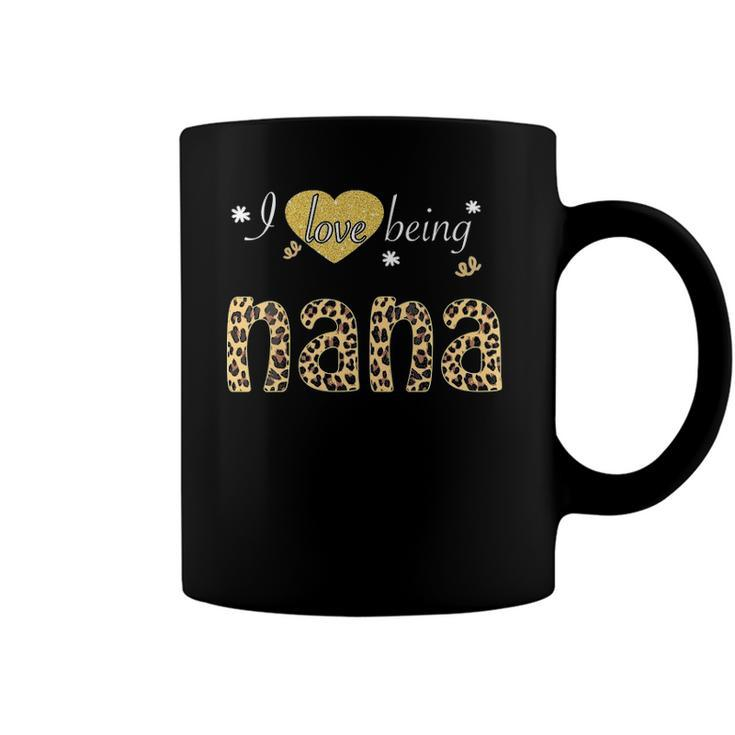 Womens I Love Being Nana Leopard Plaid Tee Gift Coffee Mug