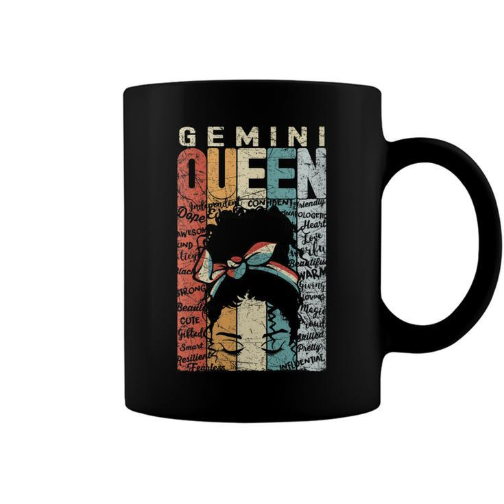 Womens June Birthday Gemini Queen Im Black Queen Afro Mom Bun  Coffee Mug
