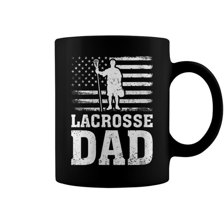 Womens Lacrosse Sports Lover American Flag Lacrosse Dad 4Th Of July  Coffee Mug