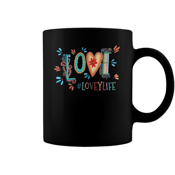 Womens Love Lovey Life Colorful Coffee Mug