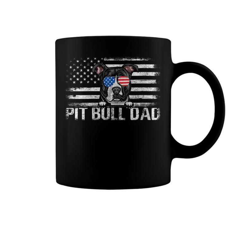Womens Pit Bull Dad American Flag 4Th Of July Patriotic Gift  Coffee Mug