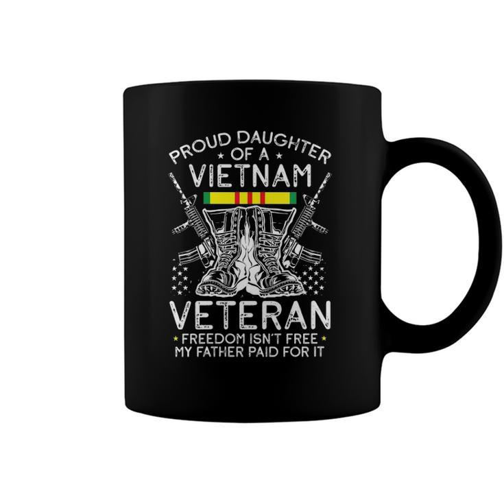 Womens Proud Daughter Of A Vietnam Veteran Freedom Isnt Free V-Neck Coffee Mug