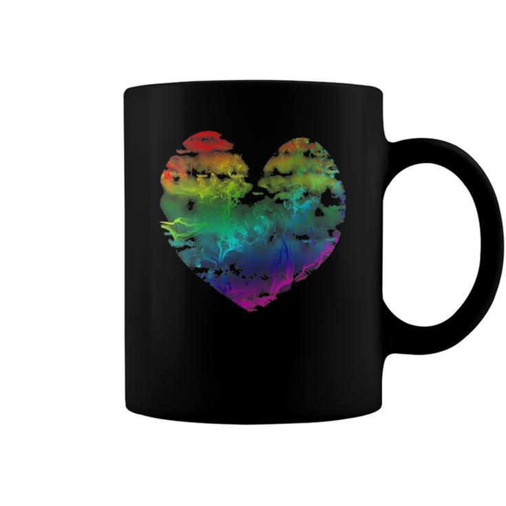 Womens Rainbow Cloudy Heart Lgbt Gay & Lesbian Pride Gift Coffee Mug