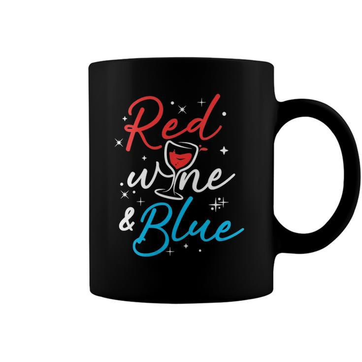 Womens Red Wine And Blue V-Neck Coffee Mug