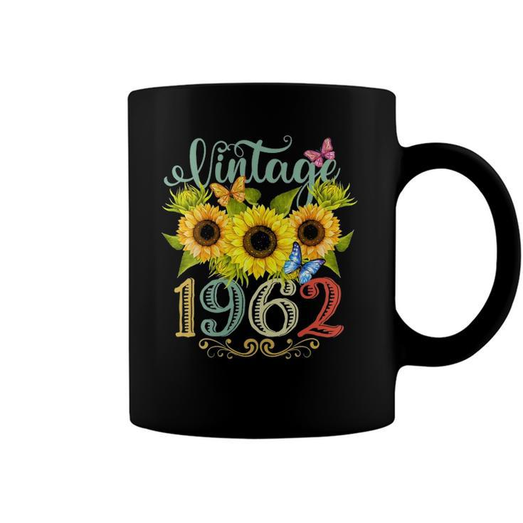 Womens Sunflower Floral Butterfly Vintage 1962 Funny 60Th Birthday Coffee Mug