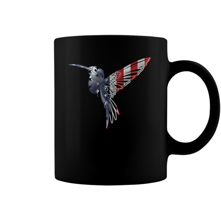 Womens Usa American Flag Dot Art Cute Bird Hummingbird 4Th Of July V Neck Coffee Mug