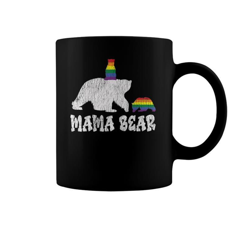 Womens Vintage Mama Bear Pride Mother Teens Mom Lesbian Gay Lgbtq Coffee Mug