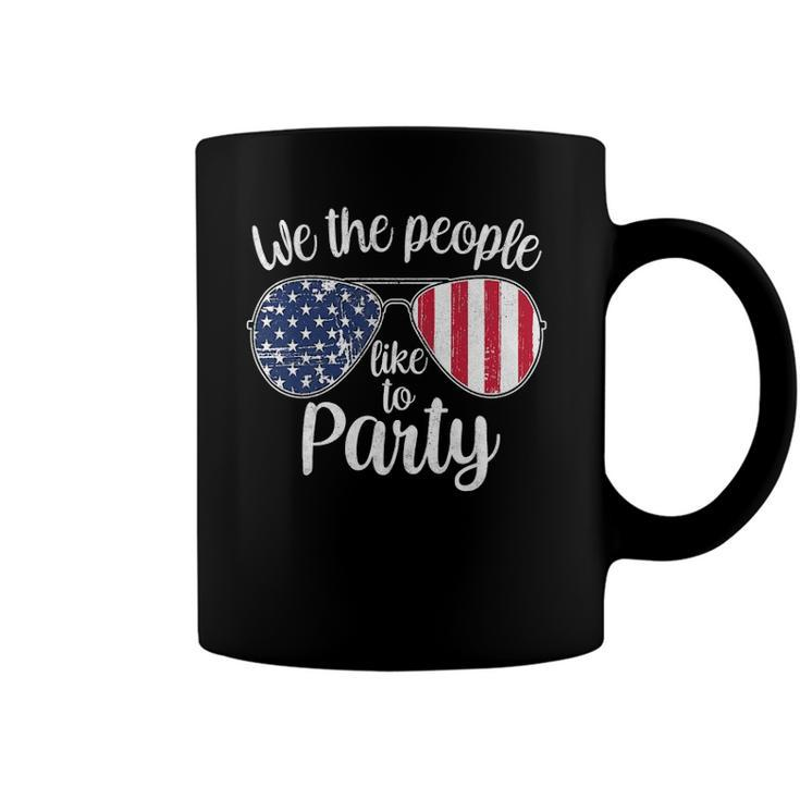 Womens We The People Like To Party American Flag Sunglasses Vintage  Coffee Mug