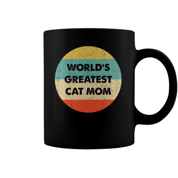 Worlds Greatest Cat Mom Vintage Retro Coffee Mug