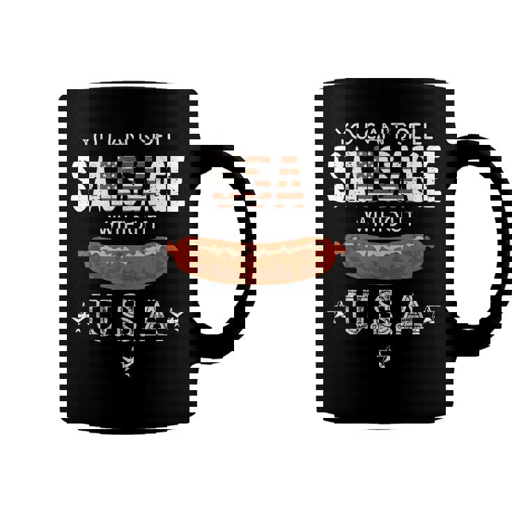 You Cant Spell Sausage Without Usa Funny Patriotic   Coffee Mug