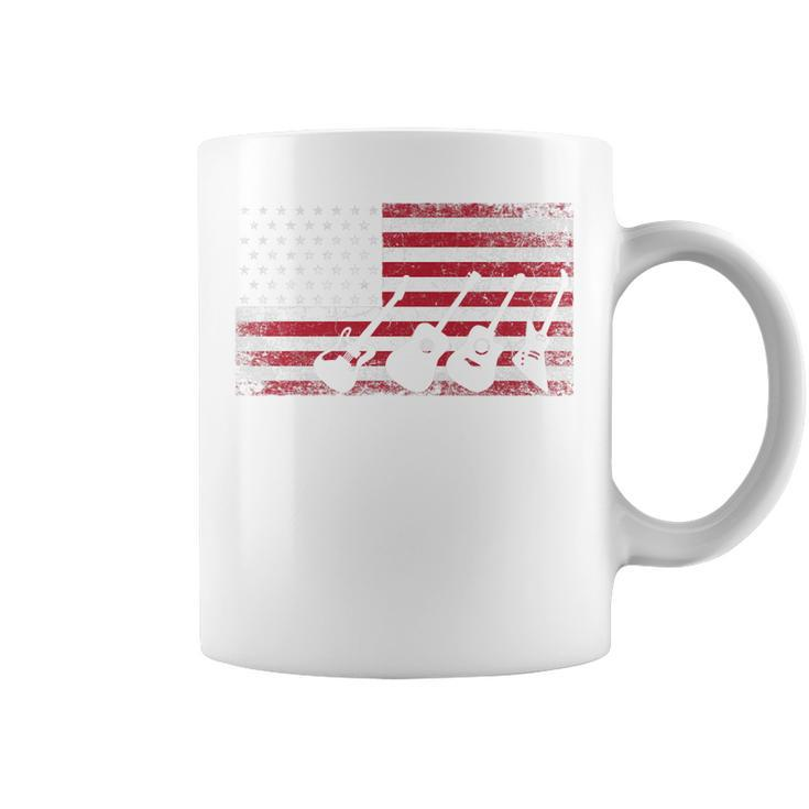 4Th Of July Gift For Men Dad Guitar Musician American Flag   Coffee Mug