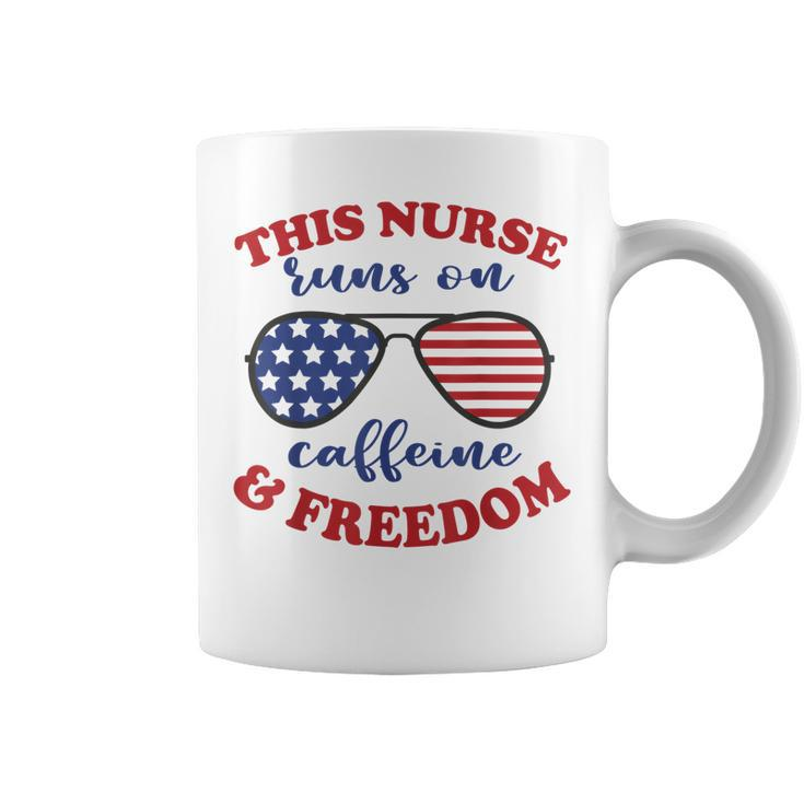 4Th Of July Nurse American Flag Sunglasses Caffeine Freedom Coffee Mug