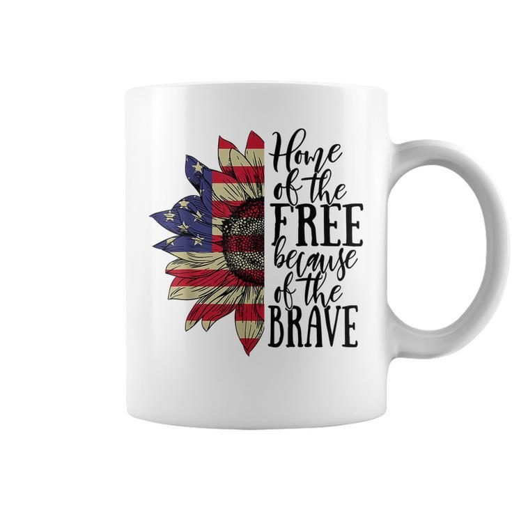 4Th Of July Sunflower Home Of The Free Because Of The Brave  Coffee Mug