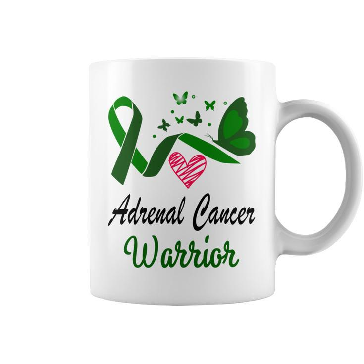 Adrenal Cancer Warrior Butterfly  Green Ribbon  Adrenal Cancer  Adrenal Cancer Awareness Coffee Mug