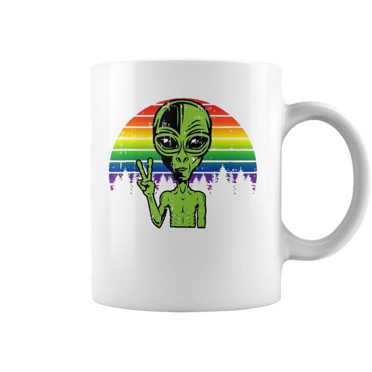 Alien Peace Lgbt Gay Pride Costume Retro Halloween Gifts  Coffee Mug