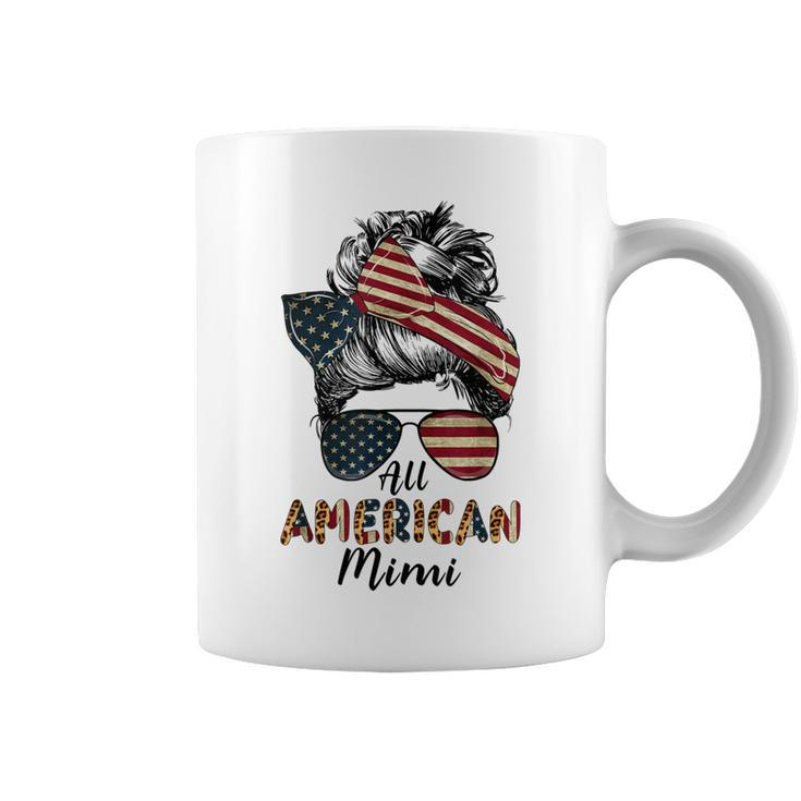 All American Mimi Messy Bun Matching Family 4Th Of July Mom  Coffee Mug