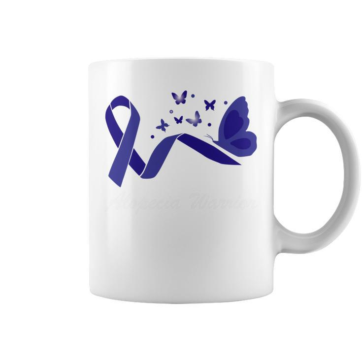 Alopecia Warrior Butterfly  Blue Ribbon  Alopecia Support  Alopecia Awareness Coffee Mug