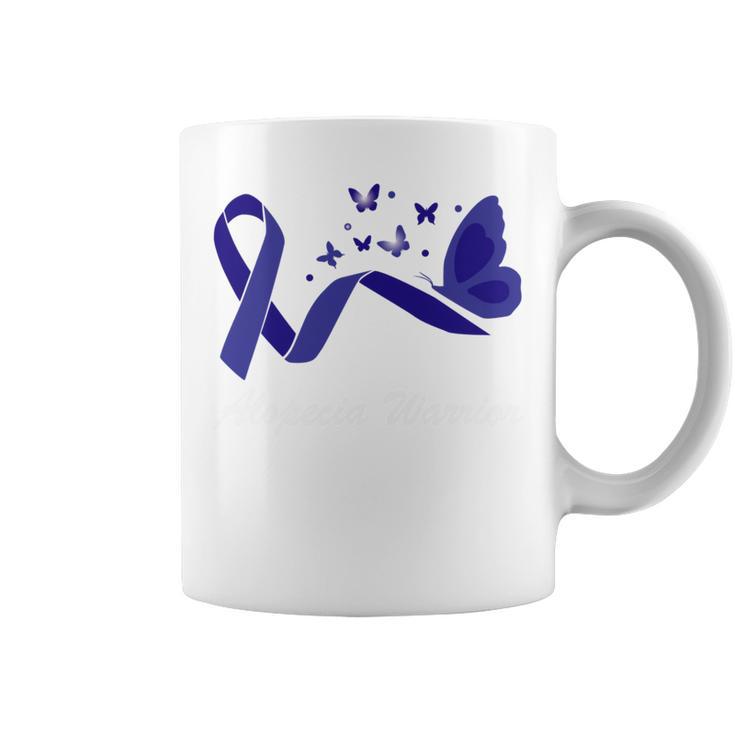 Alopecia Warrior Butterfly Blue Ribbon Alopecia Support Alopecia Awareness Coffee Mug