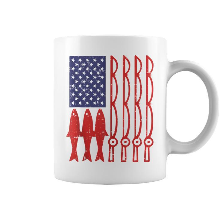 American Flag Fishing 4Th Of July Patriotic Dad Gift Angler V2 Coffee Mug