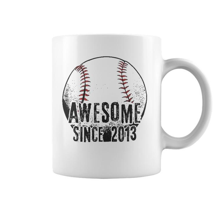 Awesome Since 2013 9 Years Old Baseball Player 9Th Birthday Coffee Mug