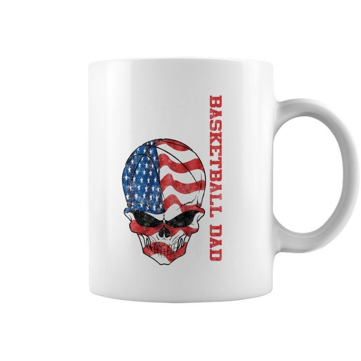 Basketball Dad American Flag Skull Patriotic 4Th Of July   Coffee Mug