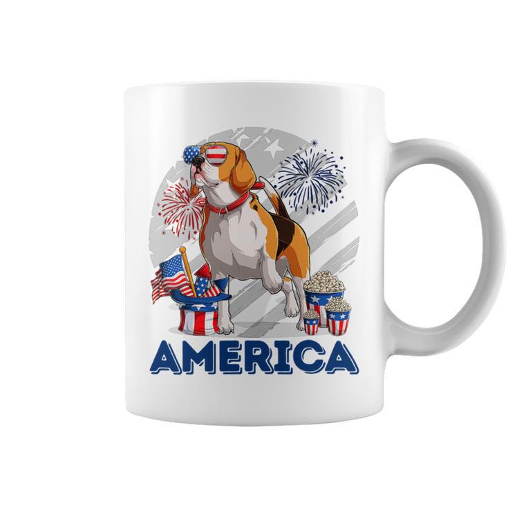 Beagle American Flag Sunglasses 708 Shirt Coffee Mug