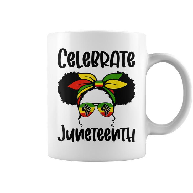 Black Kid African American Messy Bun Celebrate Juneteenth Coffee Mug