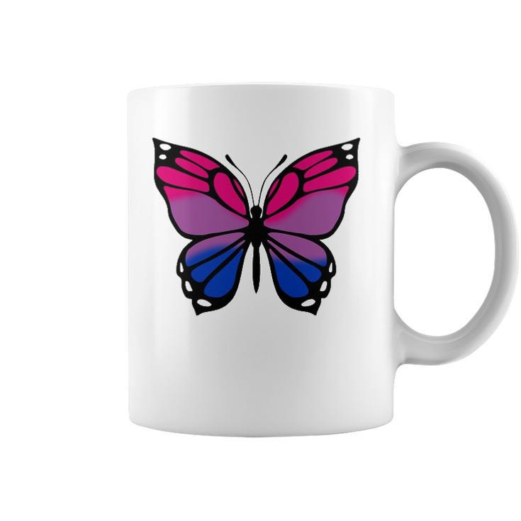 Butterfly With Colors Of The Bisexual Pride Flag Coffee Mug