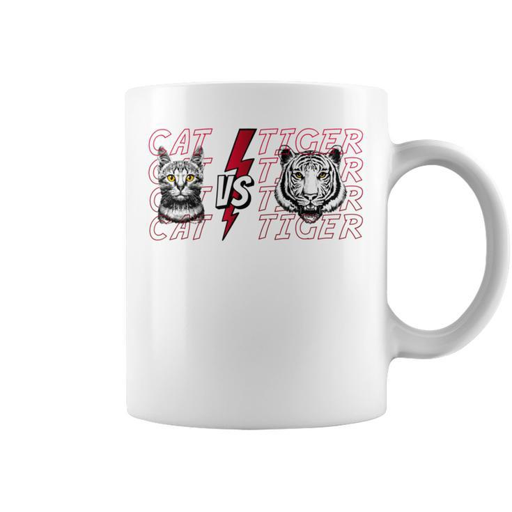 Cat Vs Tiger Gift Birthday Holiday By Mesa Cute Black Coffee Mug