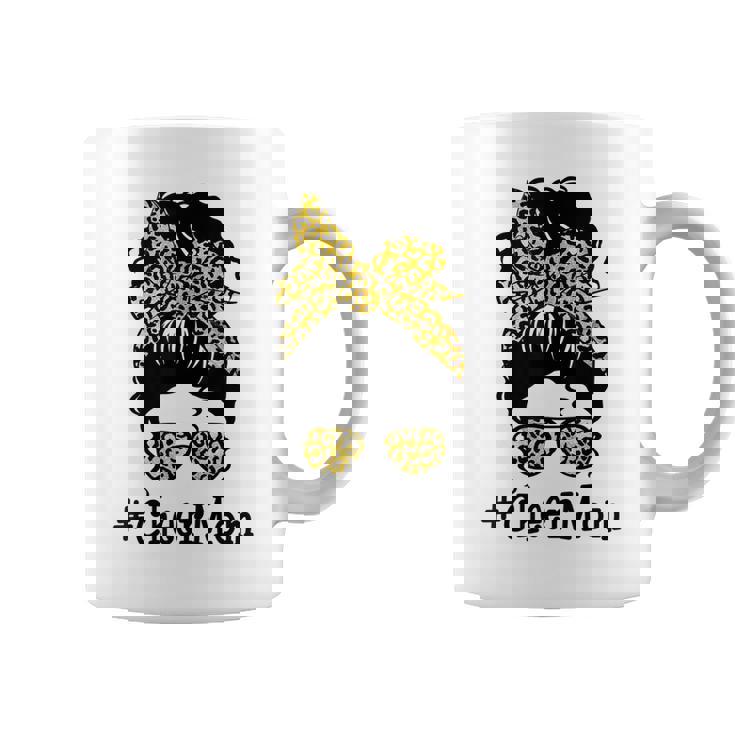 Cheer Mom Leopard Messy Bun Cheerleader Funny Mothers Day  V2 Coffee Mug