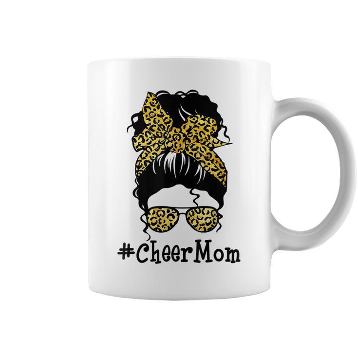 Cheer Mom Leopard Messy Bun Cheerleader Funny Mothers Day V2 Coffee Mug