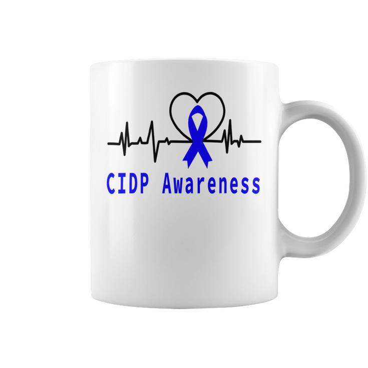Chronic Inflammatory Demyelinating Polyneuropathy Cidp Awareness Heartbeat  Blue Ribbon  Cidp Support  Cidp Awareness Coffee Mug