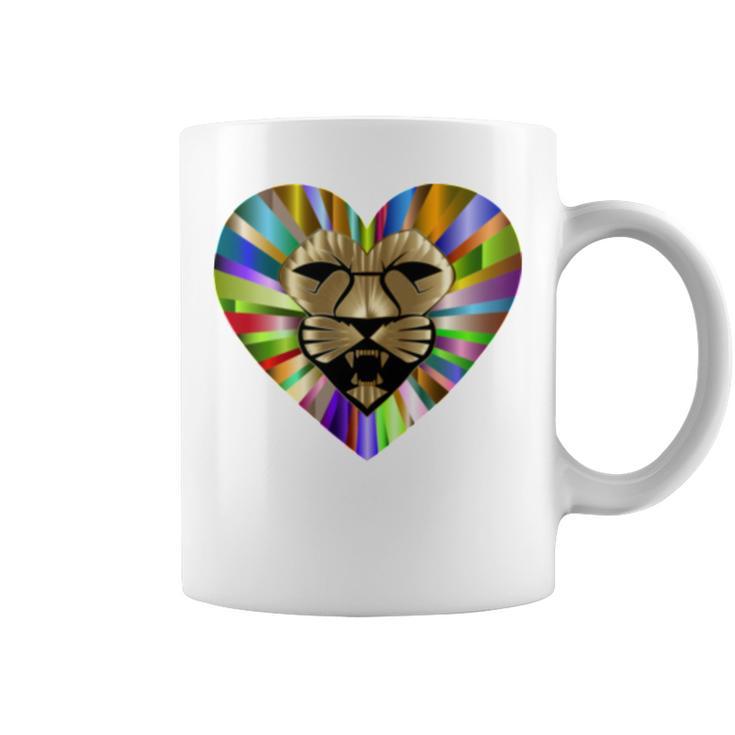 Colored Lion Heart Coffee Mug