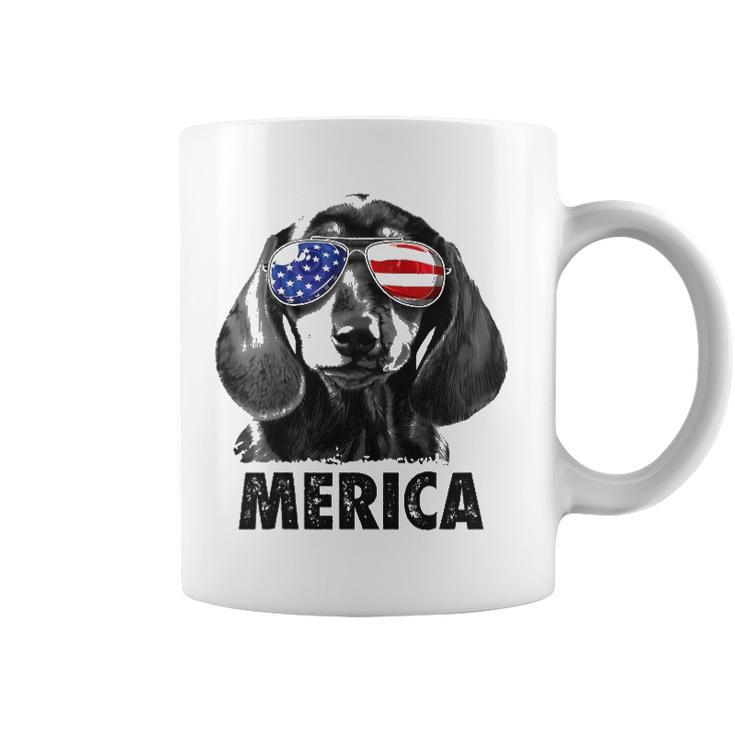 Dachshund 4Th Of July Merica Men American Flag Sunglasses Coffee Mug