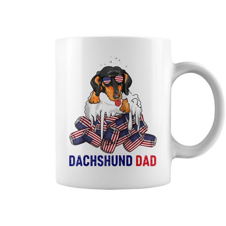 Dachshund Dad Beer Drinking 4Th Of July Us Flag Patriotic  Coffee Mug