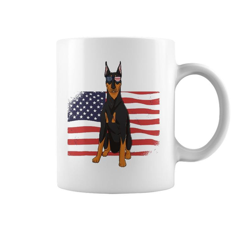 Doberman Dad & Mom American Flag 4Th Of July Usa Funny Dog Coffee Mug