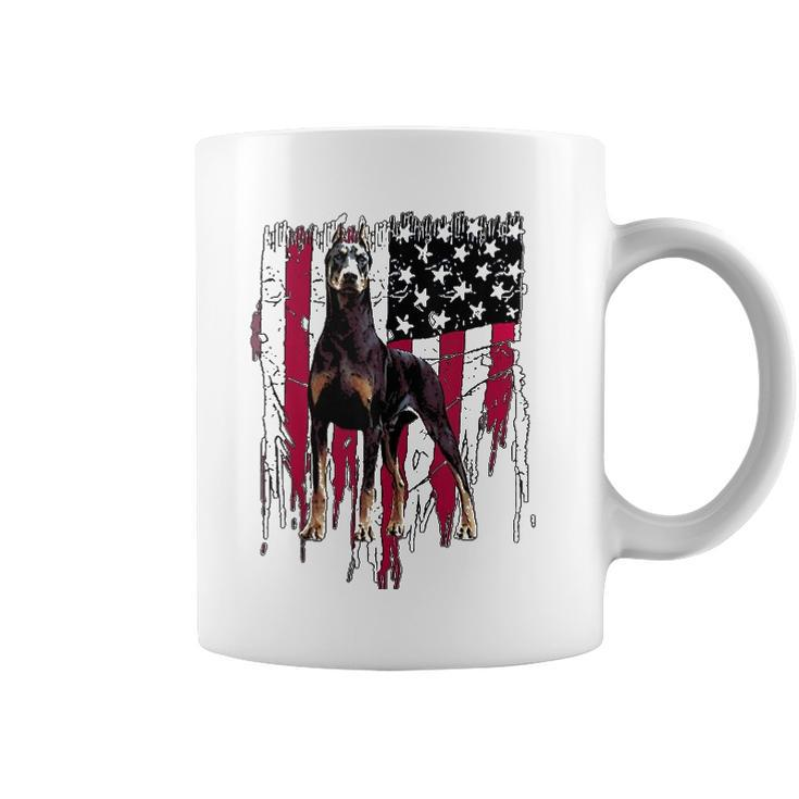 Doberman Pinscher American Flag Usa Awesome  Coffee Mug