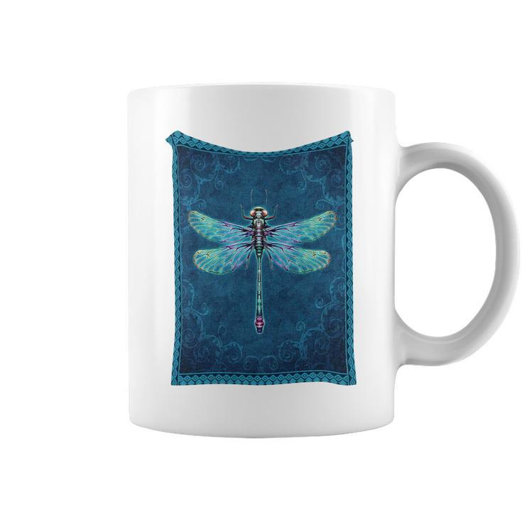 Dragonfly With Floral Vintage Coffee Mug