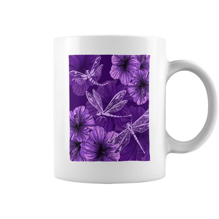 Dragonfly With Hibiscus Coffee Mug