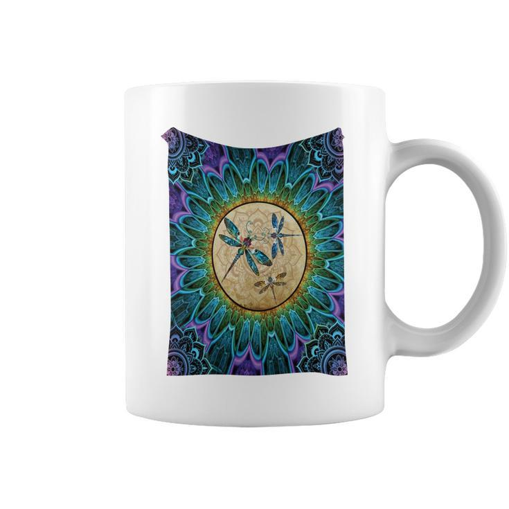 Dragonfly With Sunflowerfull Color Coffee Mug