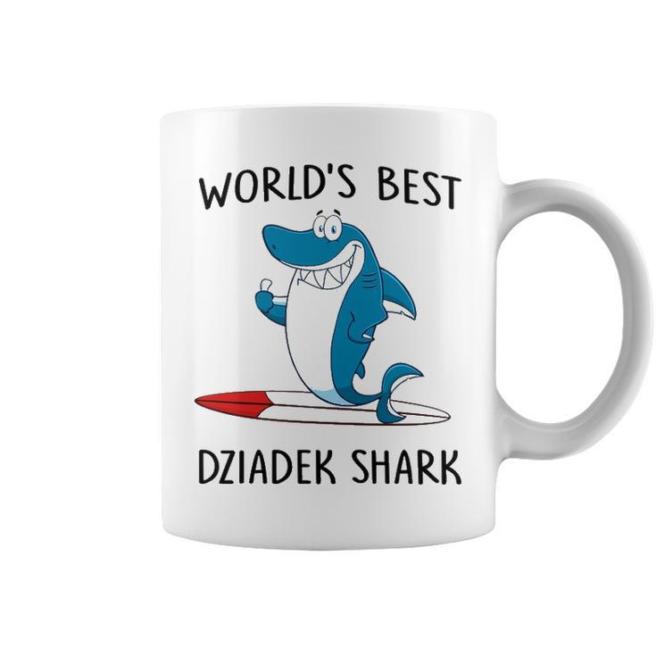 Dziadek Grandpa Gift   Worlds Best Dziadek Shark Coffee Mug