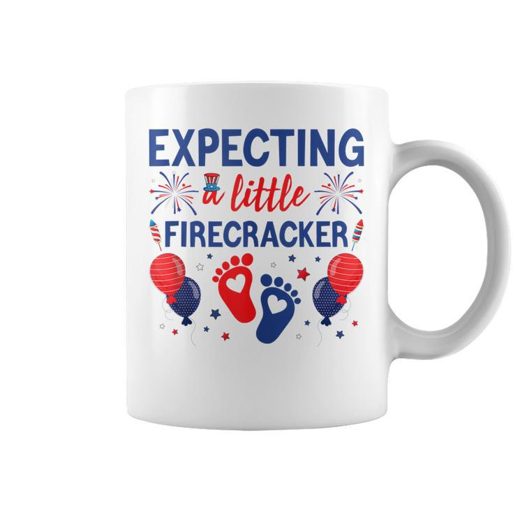 Expecting A Little Firecracker 4Th Of July Pregnancy Reveal  Coffee Mug